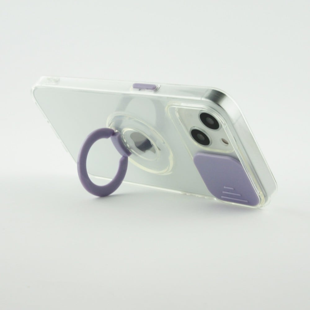 Coque iPhone 14 - Caméra clapet avec anneau - Violet