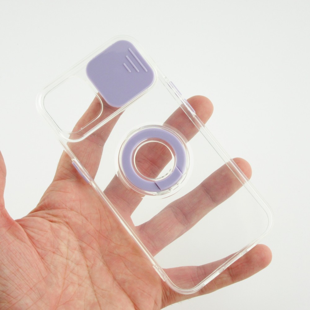 iPhone 14 Case Hülle - mit Kamera-Slider und Ring - Violett