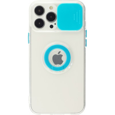 Coque iPhone 13 Pro - Caméra clapet avec anneau - Bleu