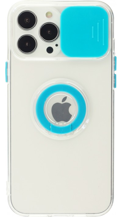 Coque iPhone 14 Pro Max - Caméra clapet avec anneau - Bleu