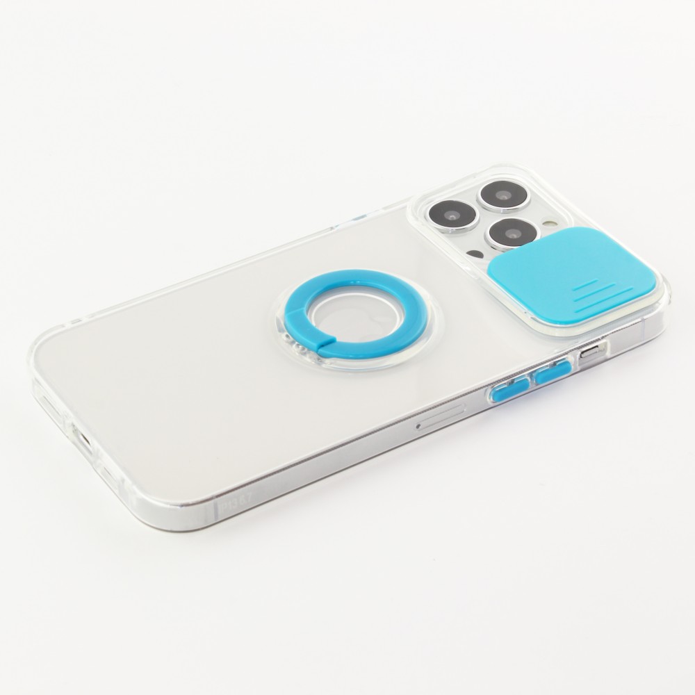 iPhone 14 Pro Case Hülle - mit Kamera-Slider und Ring blau