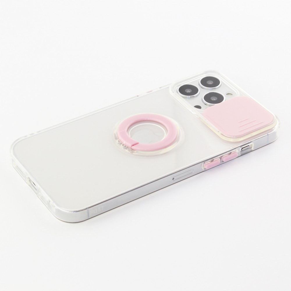 Coque iPhone 14 Pro - Caméra clapet avec anneau - Rose