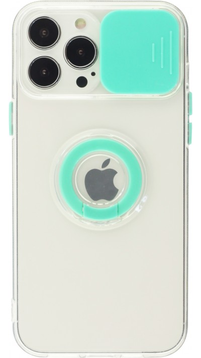 Coque iPhone 14 Pro Max - Caméra clapet avec anneau - Turquoise