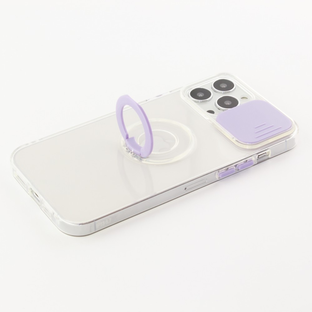 Coque iPhone 13 Pro - Caméra clapet avec anneau - Violet