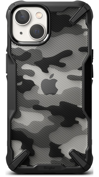 Coque iPhone 14 - Ringke Fusion X camouflage militaire transparent avec bumper - Noir