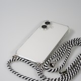 Coque Samsung iPhone 16 Pro Max - Gel transparent avec lacet - Blanc / noir