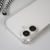 Coque Samsung iPhone 16 Pro Max - Gel transparent avec lacet - Blanc / noir