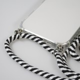 Coque Samsung iPhone 16 Plus - Gel transparent avec lacet - Blanc / noir