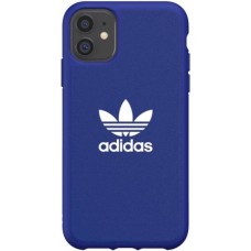 Coque iPhone 11 - Adidas tissu véritable logo blanc imprimé et bords en silicone mat - Bleu