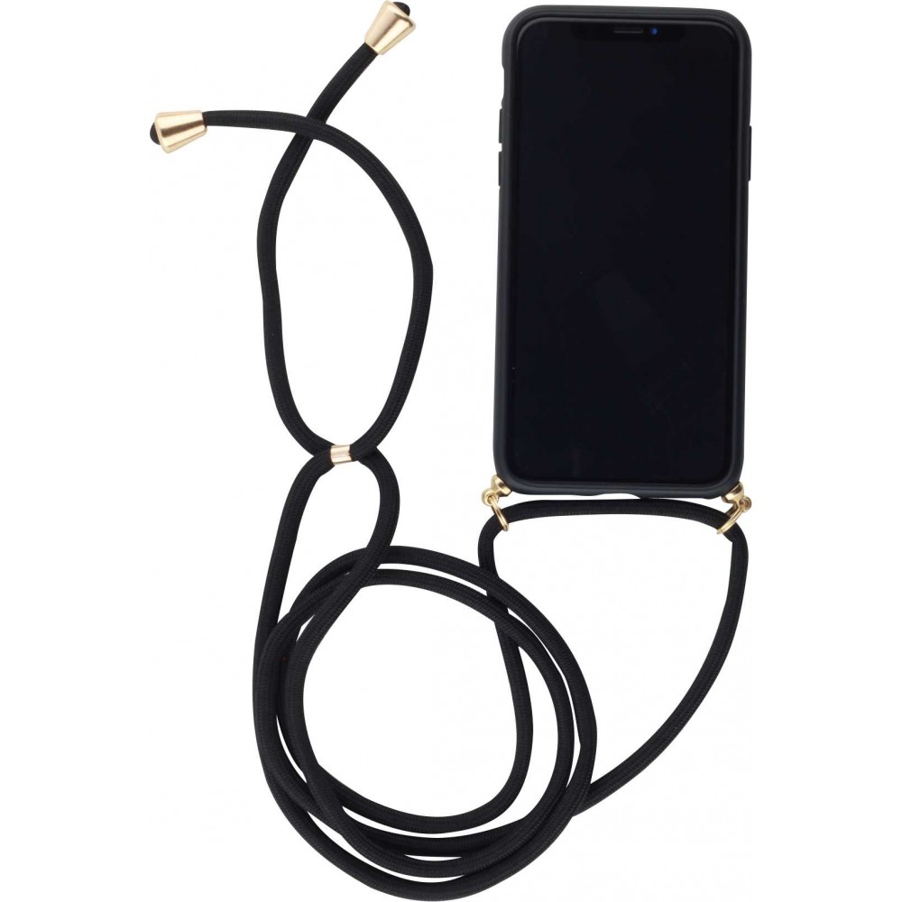 Coque iPhone 12 / 12 Pro - Bio Eco-Friendly nature avec cordon collier - Noir