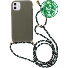 Hülle iPhone 14 - Bio Eco-Friendly Vegan mit Handykette Necklace - Dunkelgrün