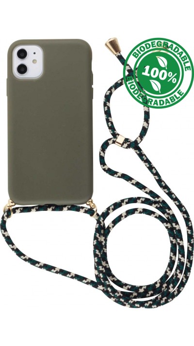 Coque iPhone 15 Plus - Bio Eco-Friendly nature avec cordon collier - Vert foncé