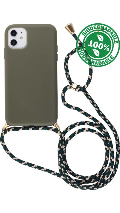 Coque iPhone 11 - Bio Eco-Friendly nature avec cordon collier - Vert foncé