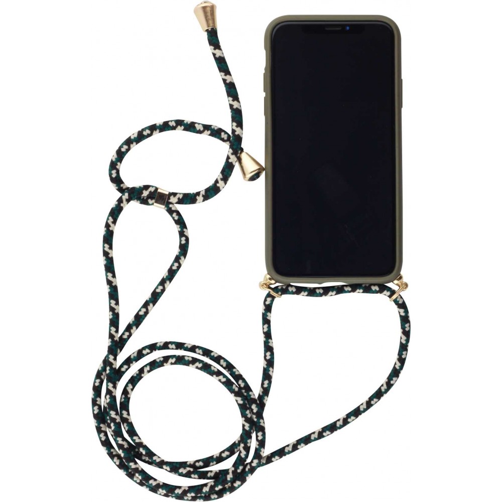 Hülle iPhone 11 - Bio Eco-Friendly Vegan mit Handykette Necklace - Dunkelgrün