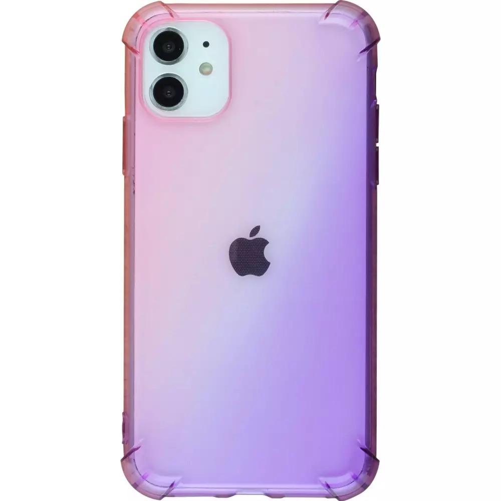 Coque iPhone 12 / 12 Pro - Bumper Rainbow Silicone anti-choc avec bords protégés -  rose - Violet