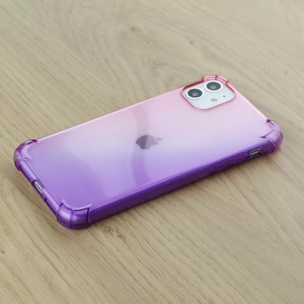 Coque iPhone 12 / 12 Pro - Bumper Rainbow Silicone anti-choc avec bords protégés -  rose - Violet