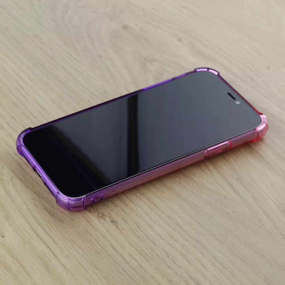 Coque iPhone 12 / 12 Pro - Bumper Rainbow Silicone anti-choc avec bords protégés -  rose - Violet