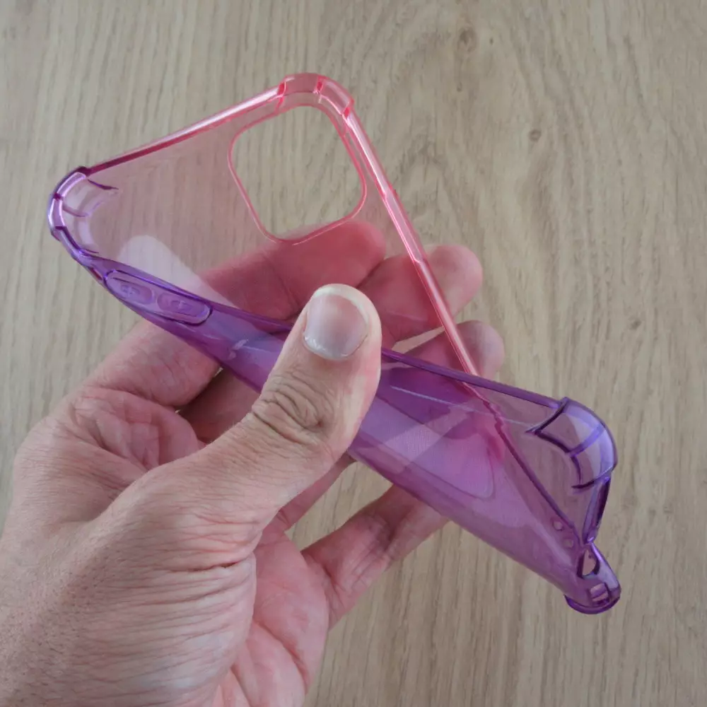 Coque iPhone 12 / 12 Pro - Bumper Rainbow Silicone anti-choc avec bords protégés -  rose - Violet