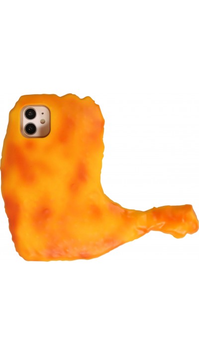 Coque iPhone 11 - Coque amusante 3D cuisse de poulet - Orange