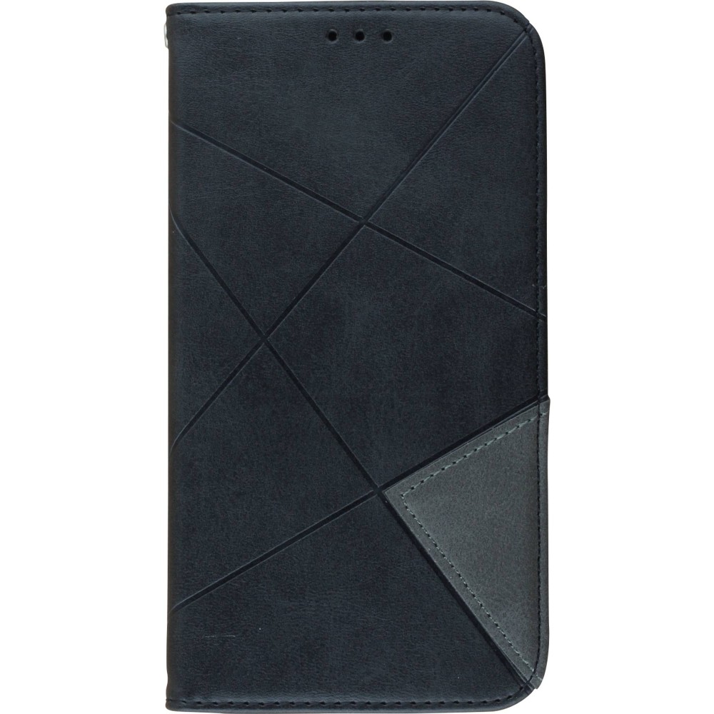 Coque iPhone 14 - Flip Géometrique - Noir/gris