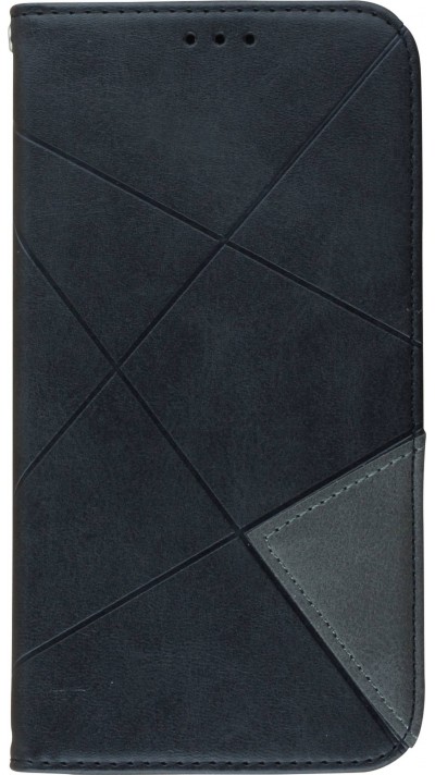 Coque iPhone 14 - Flip Géometrique - Noir/gris