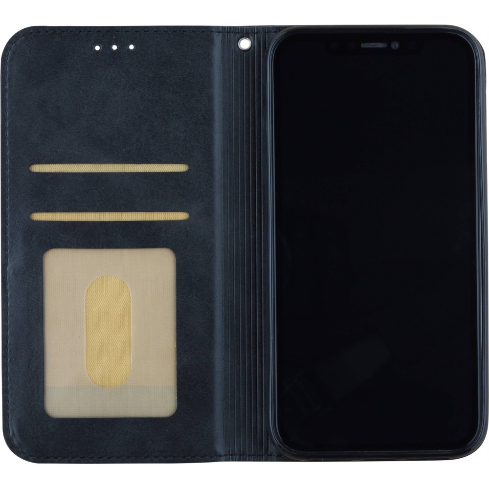 Coque iPhone 14 - Flip Géometrique - Noir/gris