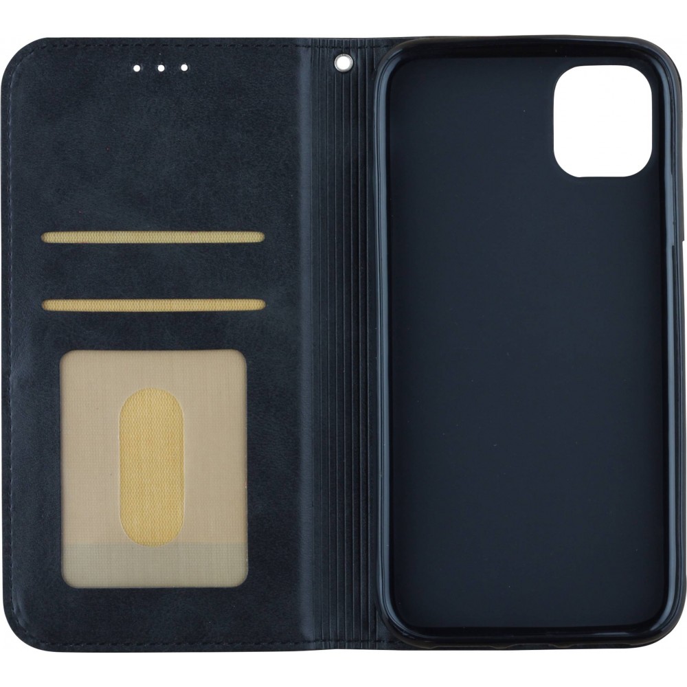 Coque iPhone 14 - Flip Géometrique - Noir/gris