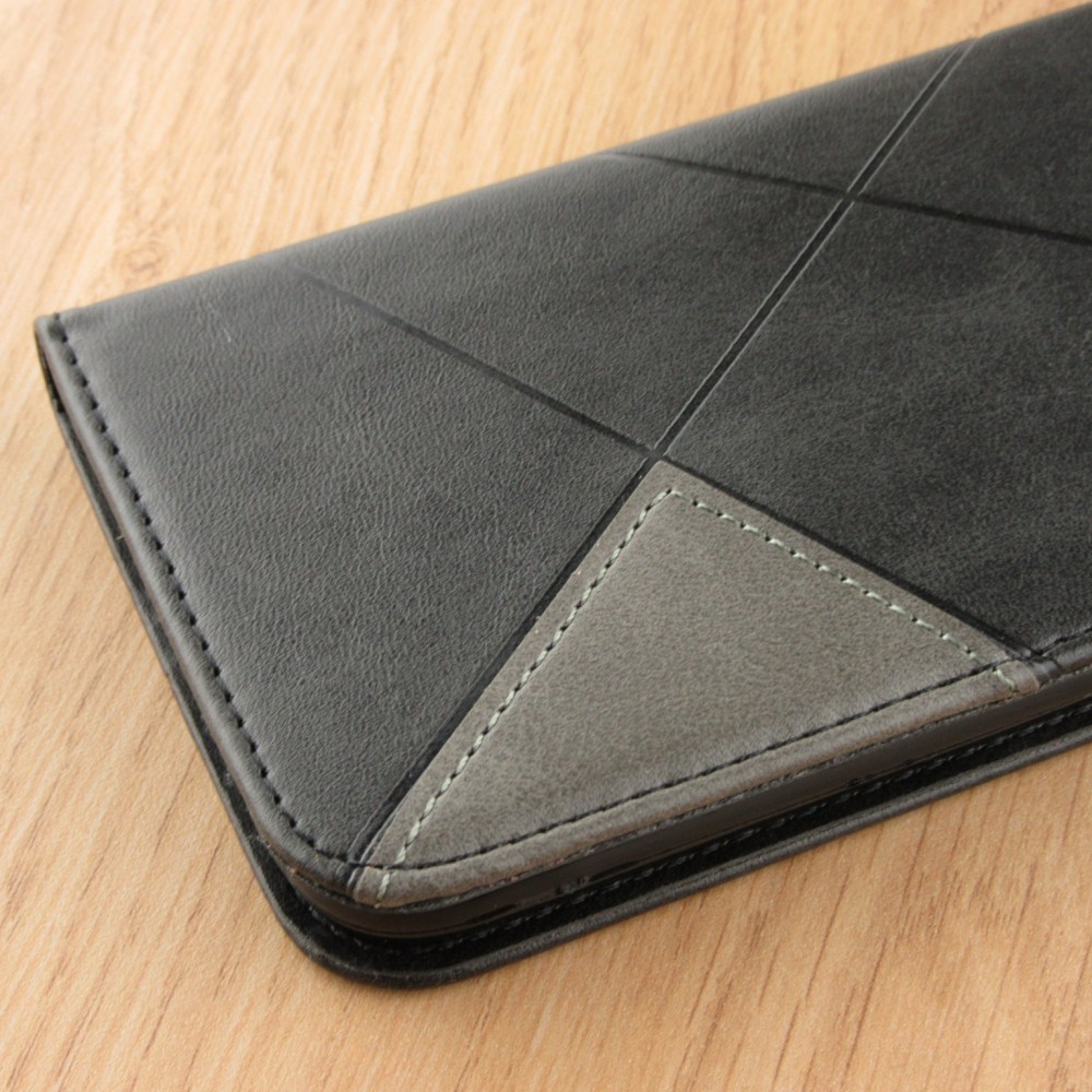 Coque iPhone 14 - Flip Géometrique - Noir/gris