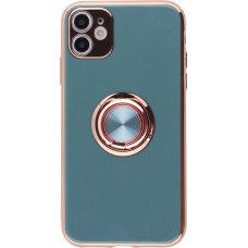 Hülle iPhone 12 Pro Max - Gummi Bronze mit Ring grau grün