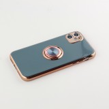 Hülle iPhone 13 Pro Max - Gummi Bronze mit Ring grau grün