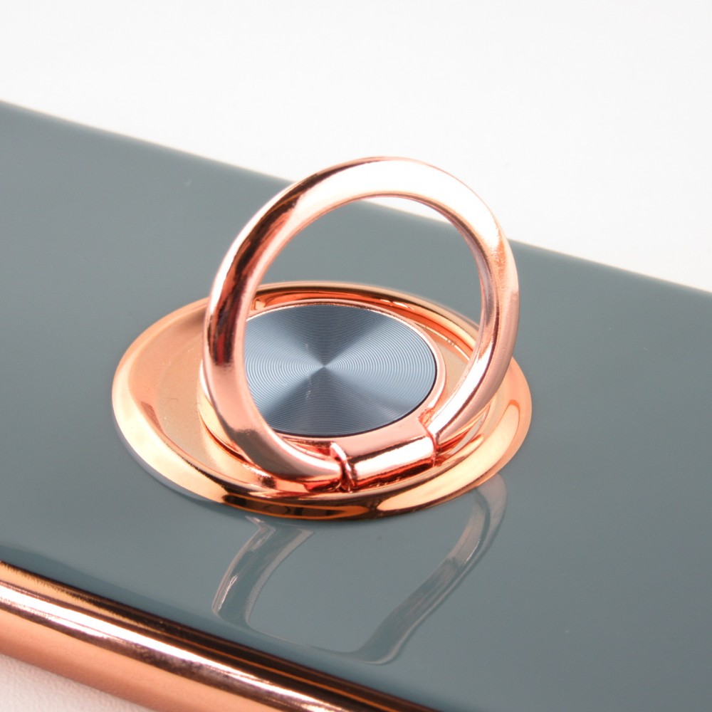 Hülle iPhone 13 mini - Gummi Bronze mit Ring grau grün