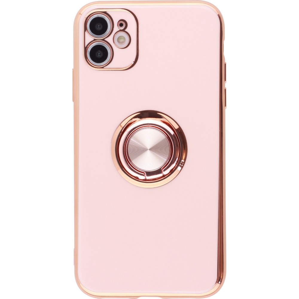 Coque Samsung Galaxy S22 - Gel Bronze avec anneau - Rose