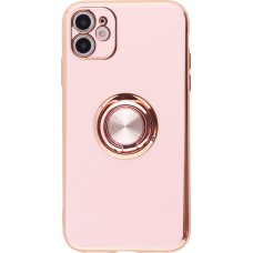 Hülle iPhone 12 Pro Max - Gummi Bronze mit Ring - Rosa