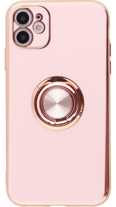 Coque iPhone Xs Max - Gel Bronze avec anneau - Rose
