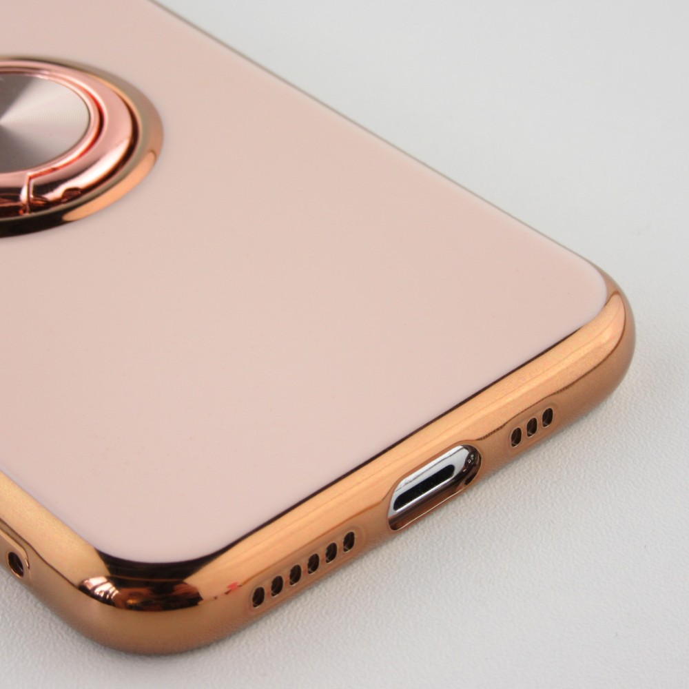 Coque iPhone XR - Gel Bronze avec anneau - Rose