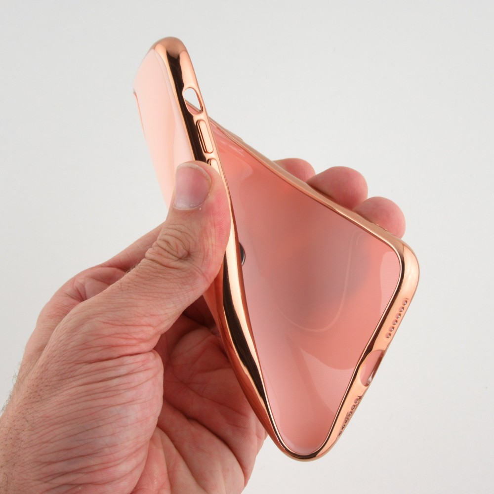 Hülle iPhone 7 / 8 / SE (2020, 2022) - Gummi Bronze mit Ring - Rosa