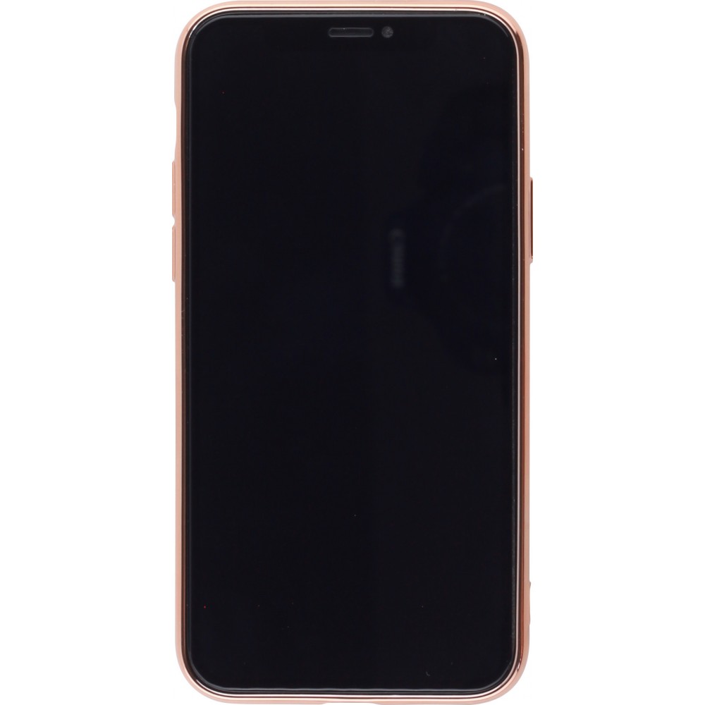 Hülle iPhone XR - Gummi Bronze mit Ring - Dunkelgrün