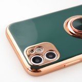 Coque iPhone 12 Pro Max - Gel Bronze avec anneau - Vert foncé