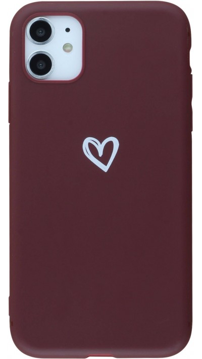 Coque iPhone 11 - Gel coeur - Rouge