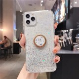 Coque Samsung Galaxy S10 - Gel paillettes argentées avec anneau - Transparent