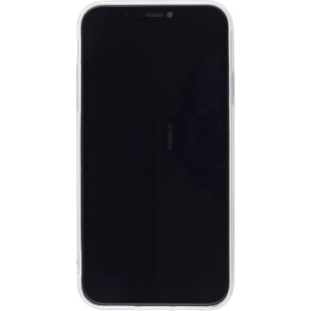 Coque iPhone XR - Gel paillettes argentées avec anneau - Transparent