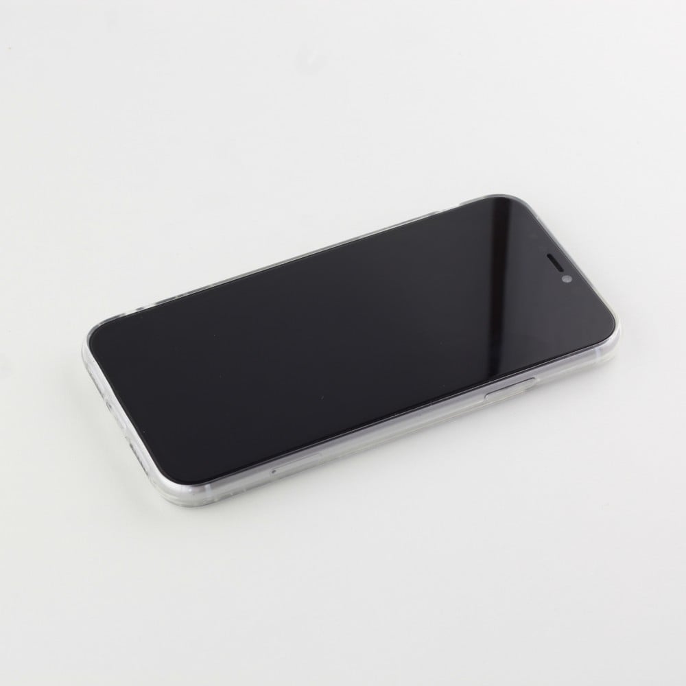 Hülle iPhone 14 Pro - Gummi silberner Pailletten mit Ring - Transparent