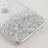 Coque Samsung Galaxy S10 - Gel paillettes argentées avec anneau - Transparent