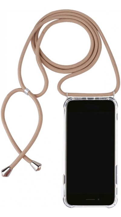 Coque iPhone 15 Pro Max - Gel transparent avec lacet beige
