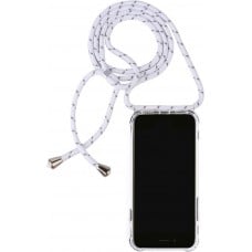 Coque iPhone 15 Pro Max - Gel transparent avec lacet - Blanc tacheté