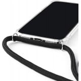 Coque Samsung iPhone 15 Pro Max - Gel transparent avec lacet - Blanc / noir