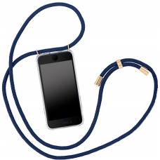 Coque iPhone 15 - Gel transparent avec lacet - Bleu