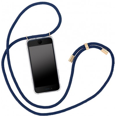 Coque iPhone 15 Pro Max - Gel transparent avec lacet - Bleu