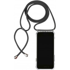 Hülle iPhone 16e - Gummi transparent mit Seil - Grau