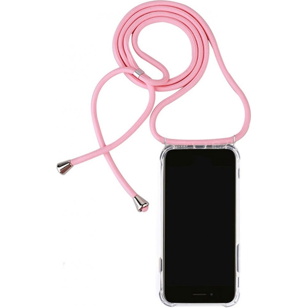 Hülle iPhone XR - Gummi transparent mit Seil - Rosa